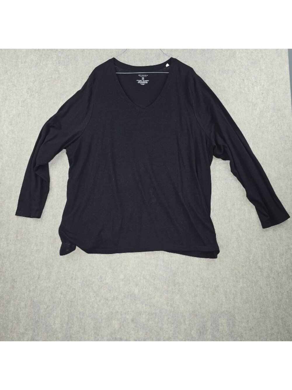 Sonoma Life + Style Womens V-Neck Black Long Sleeve Top Size 3X Cotton Blend
